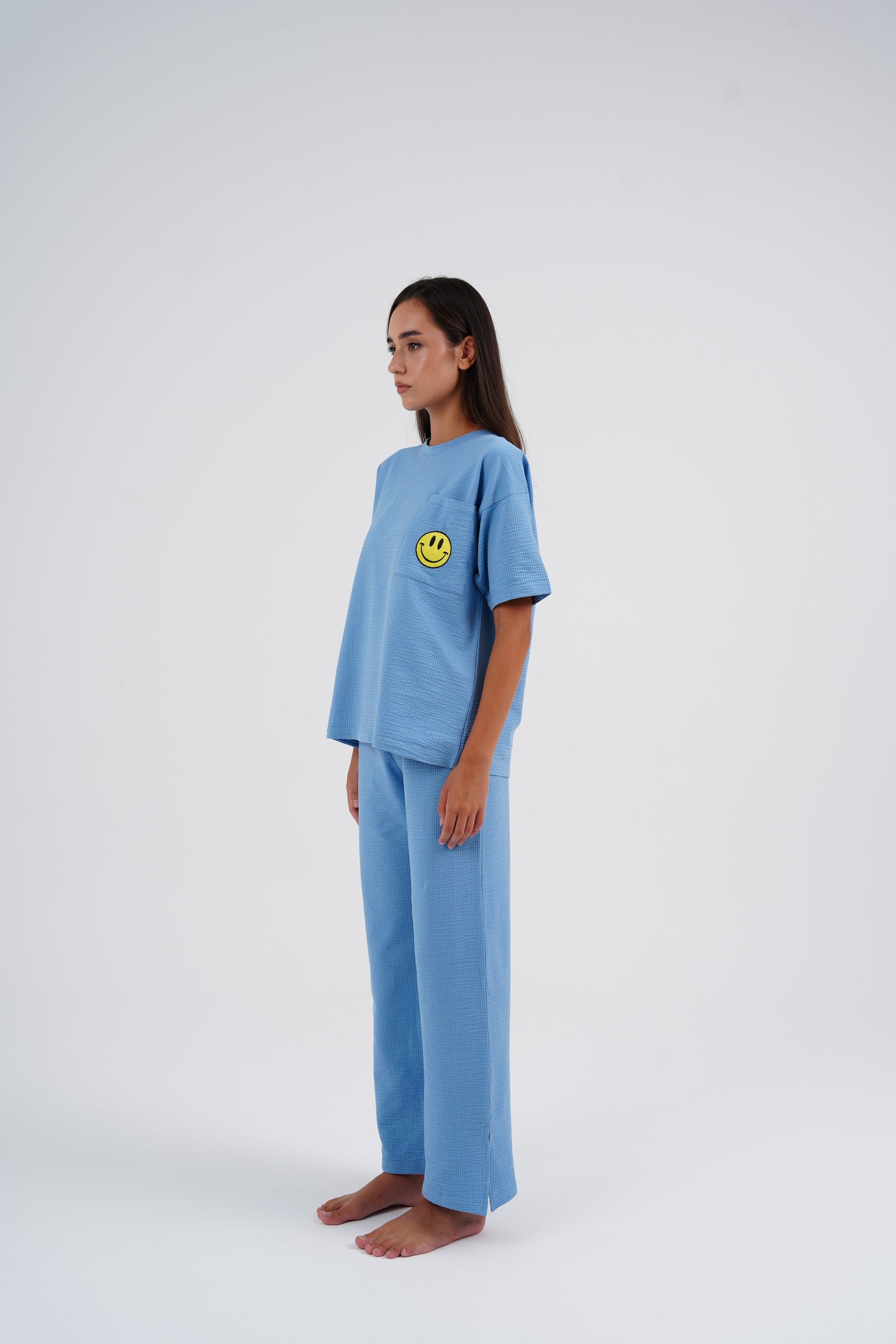 Blue Smiley Pj Set
