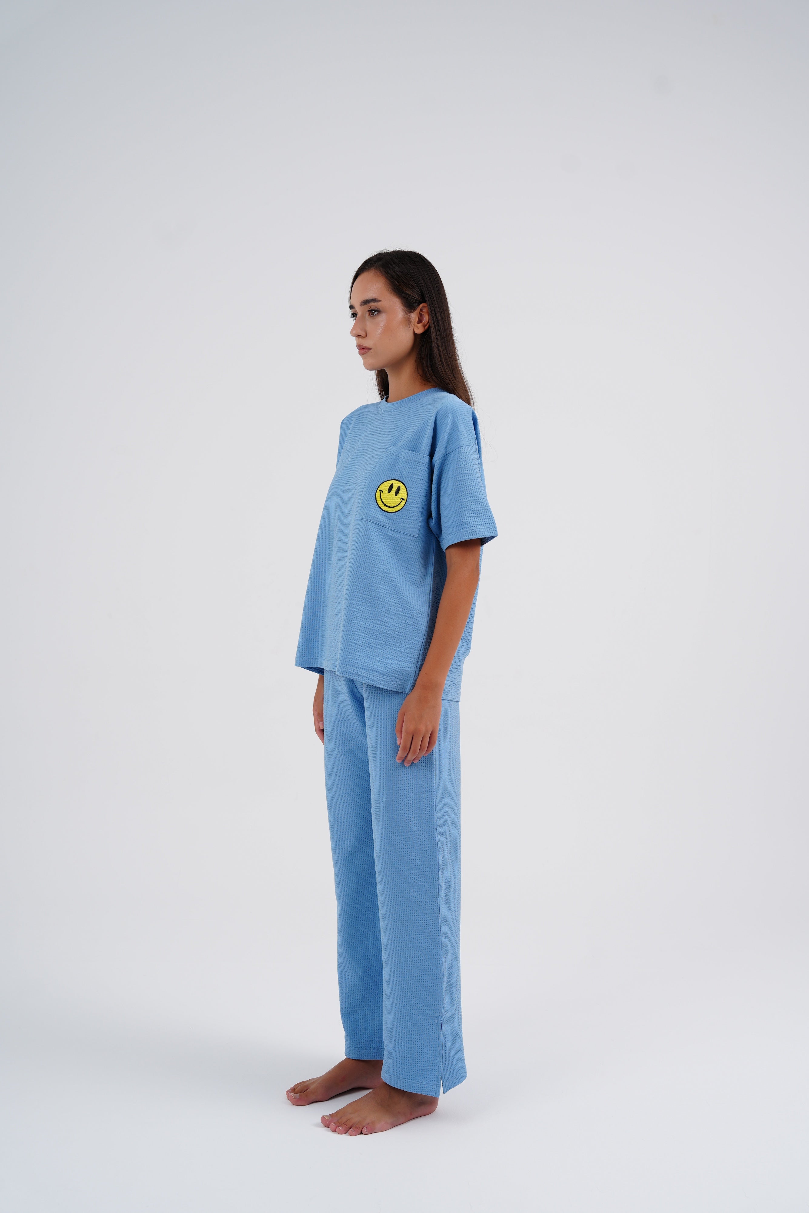 Blue Smiley PJ Set