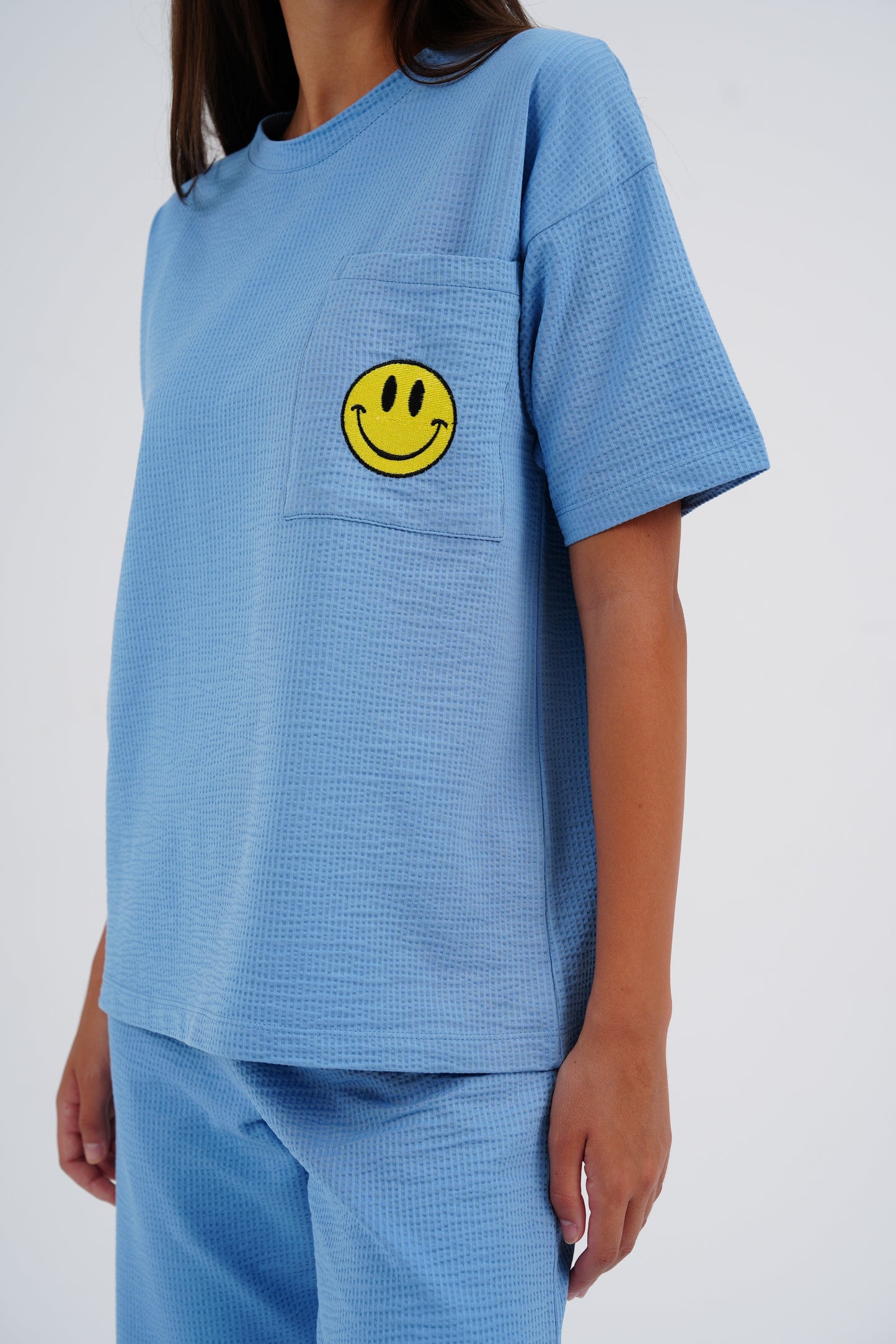 Blue Smiley Pj Set