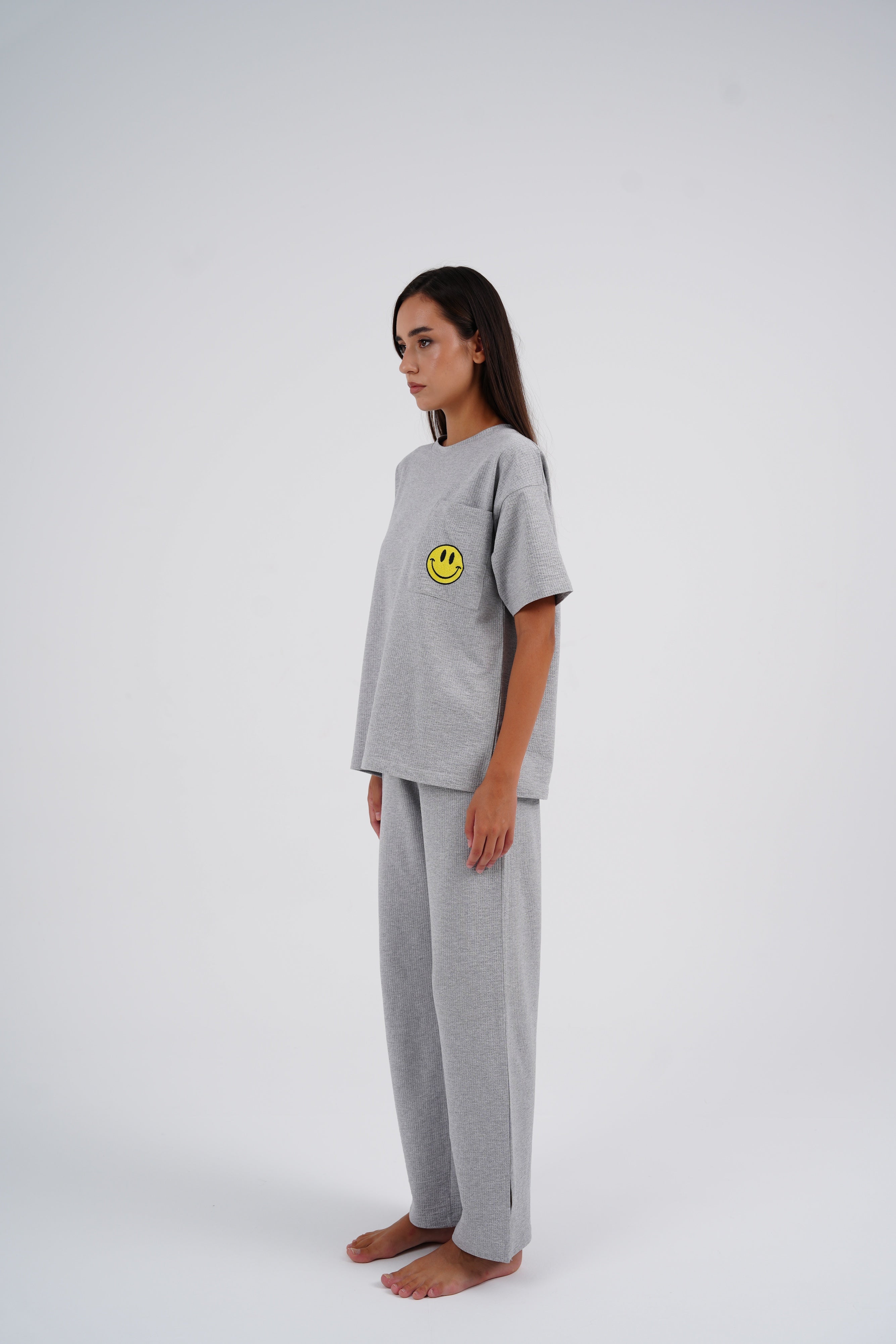 Grey Smiley PJ Set