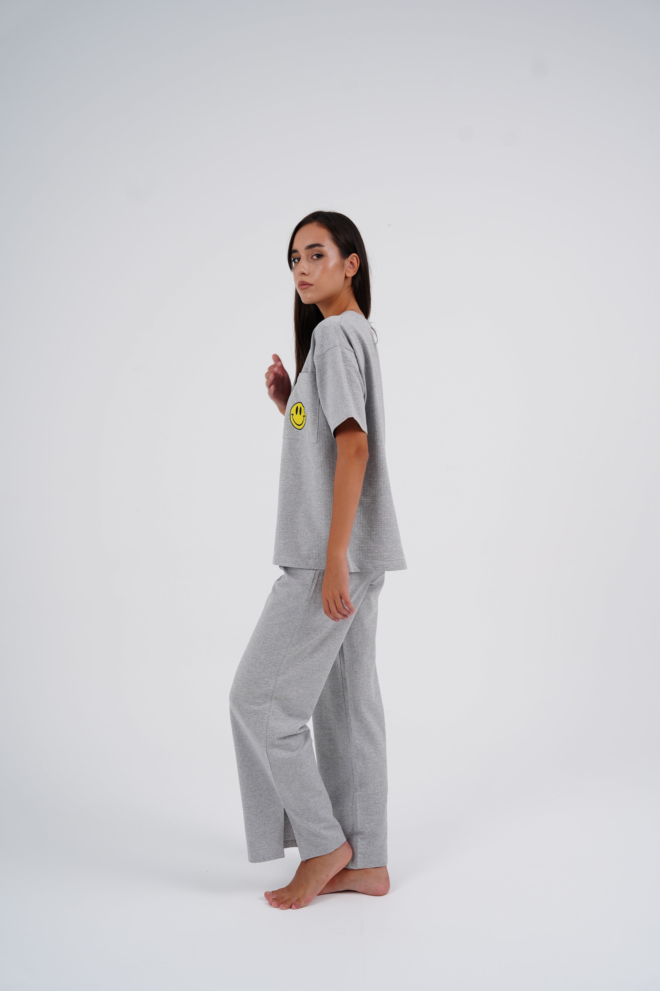 Grey Smiley PJ Set