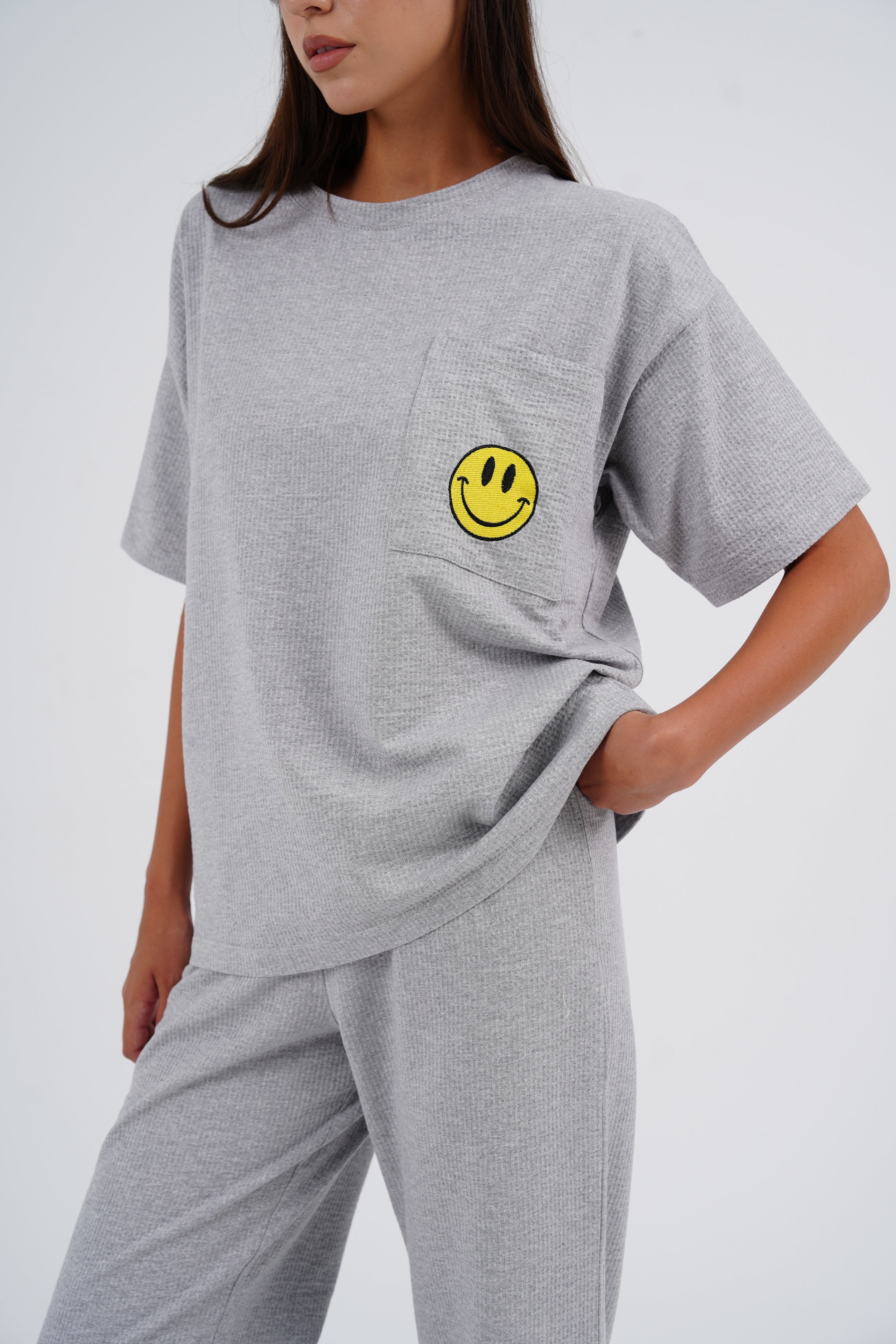 Grey Smiley PJ Set