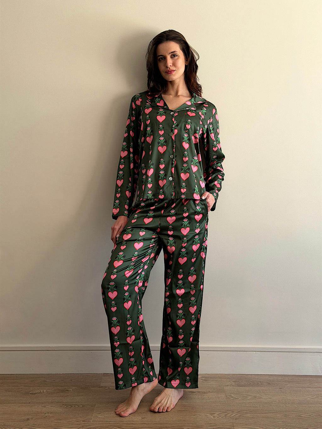 Olive Love Satin Set