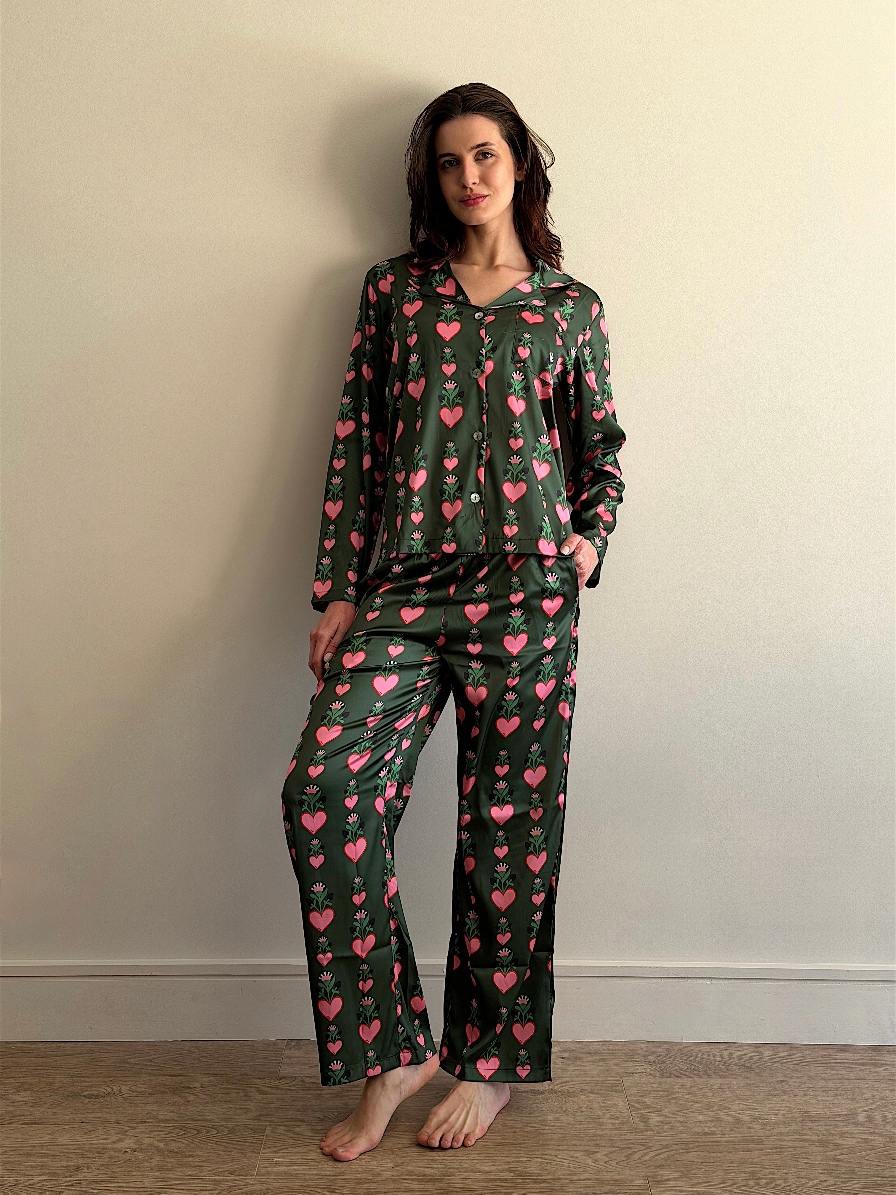 Olive Love Satin Set