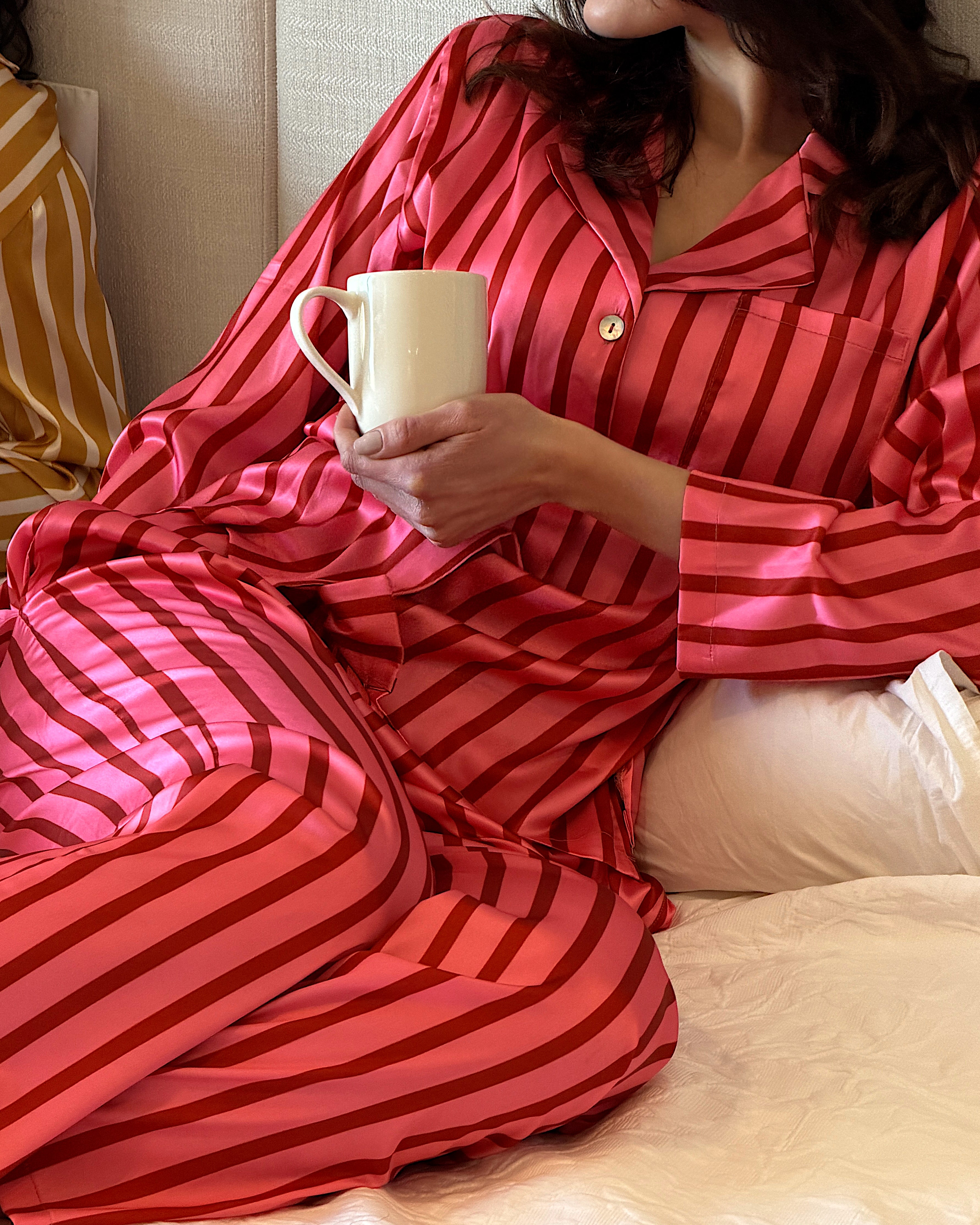 Pink Stripes Satin Set