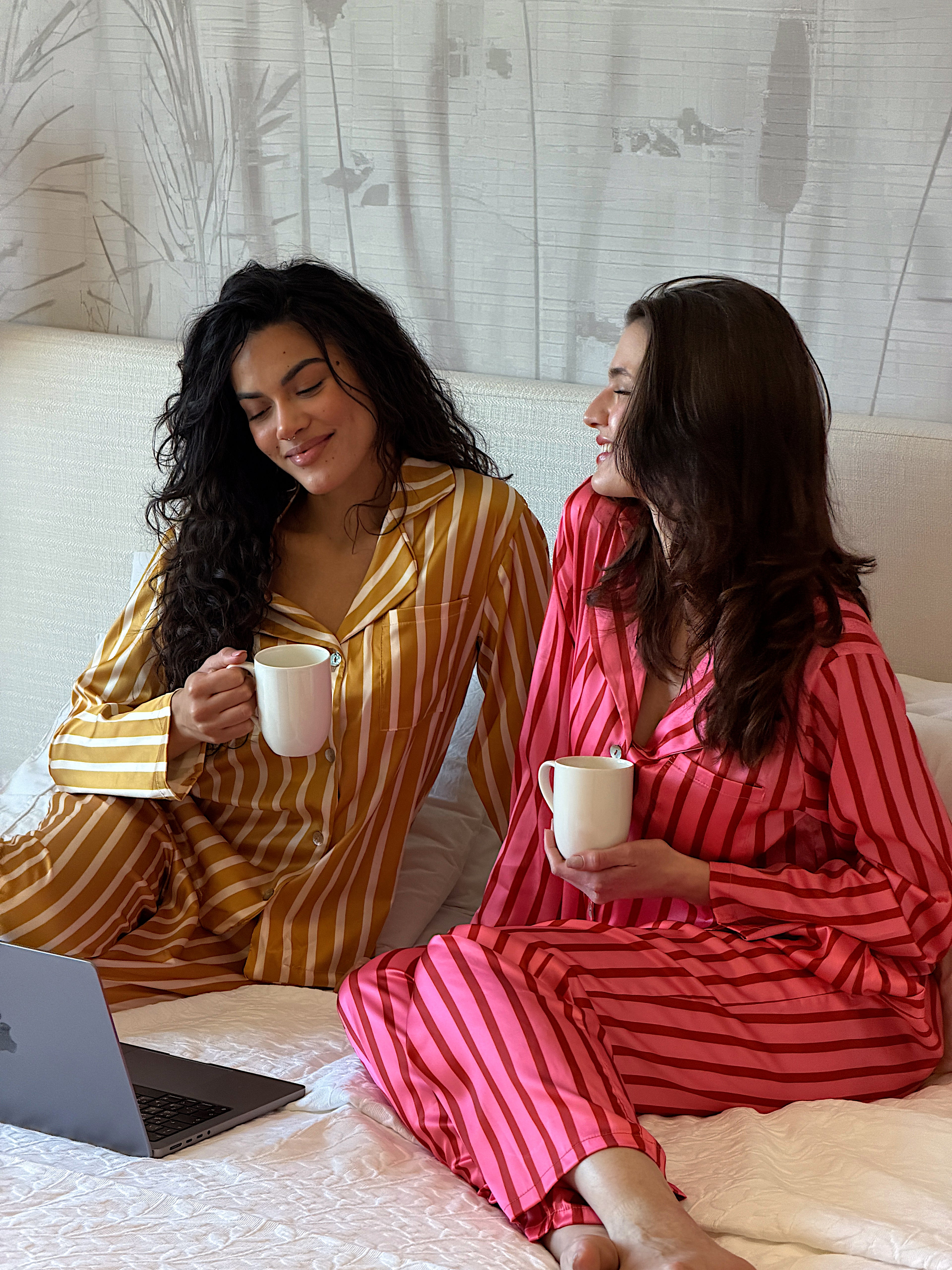 Gold Stripes Satin Set