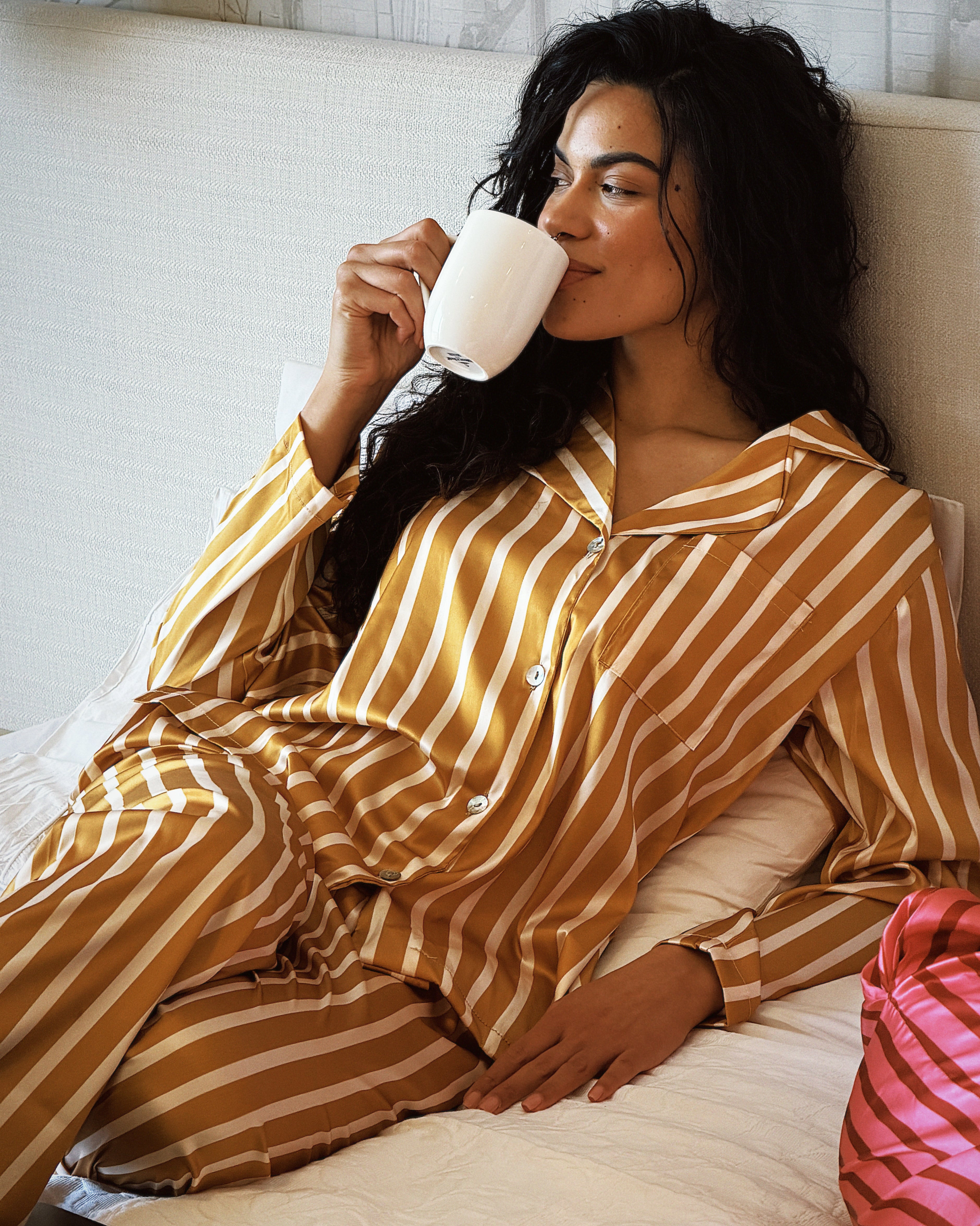 Gold Stripes Satin Set